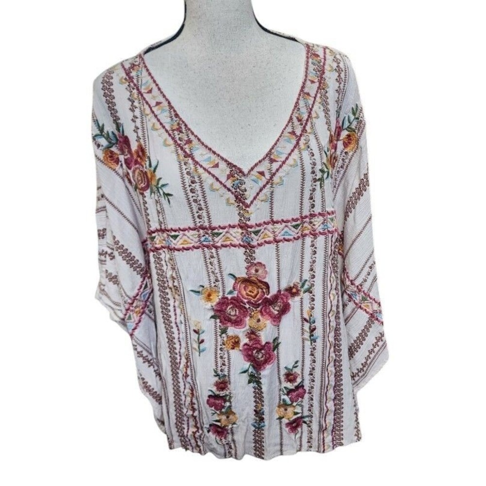 Savanna Jane Size 3X Embroidered Kimono Style Top Boho Hippie Country Chic